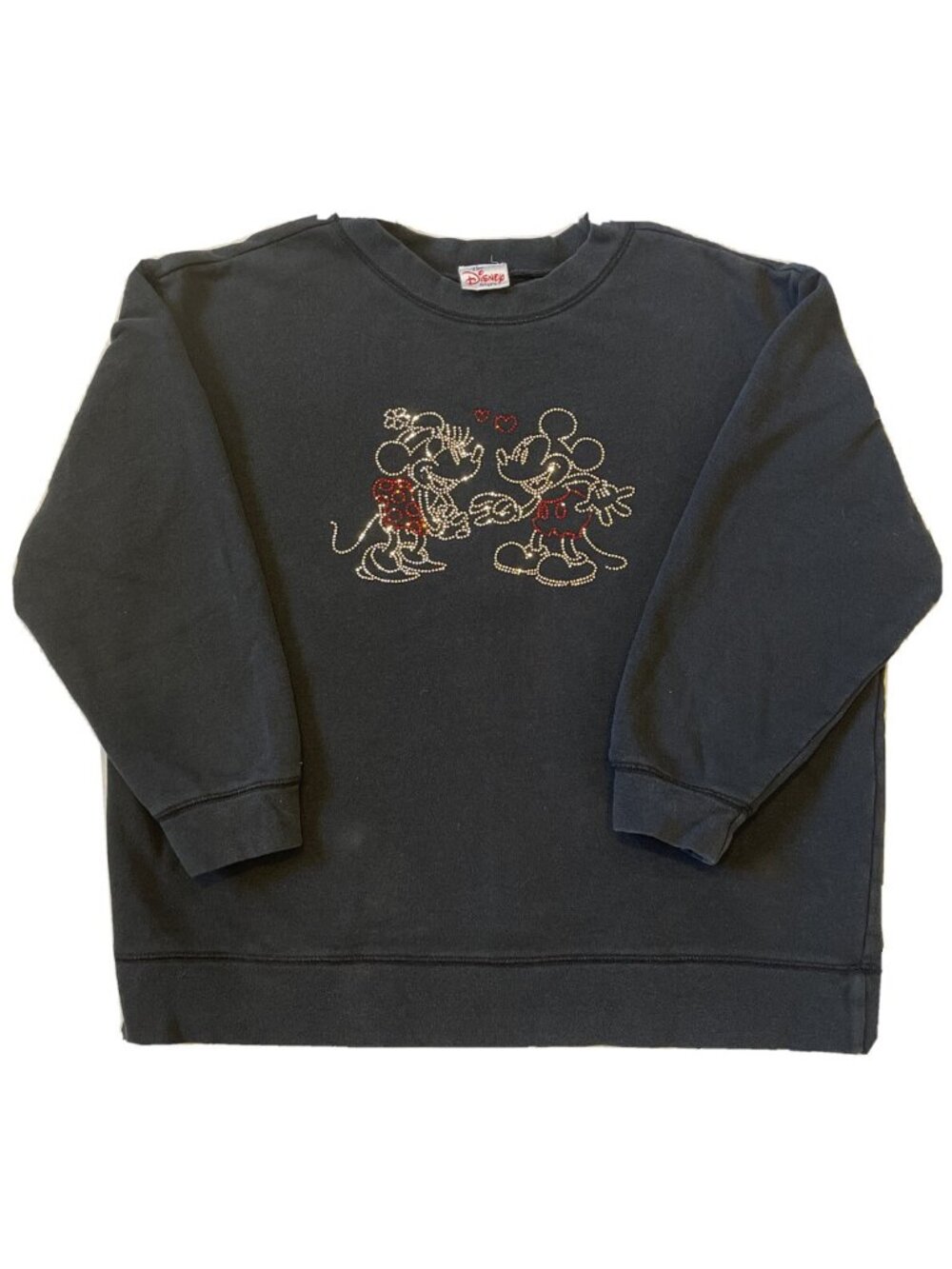 Disney Mickey Minnie Black Women’s M Sweatshirt Rhinestone Design Disney Store - Picture 2 of 9